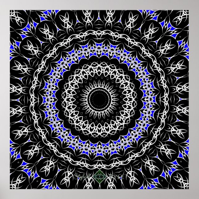 Keltische Stammes- Mandala (blau) Poster (Vorne)