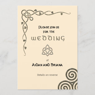 Keltische Symbole und Blätter auf cremefarbenen, m Einladung