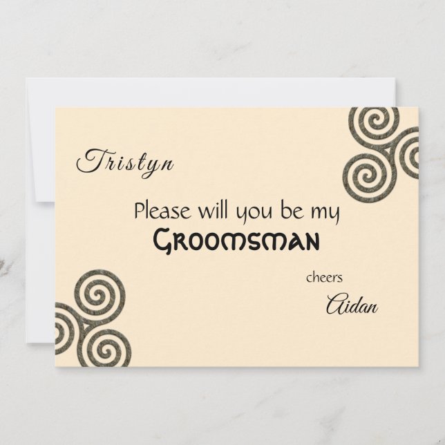 Keltische Symbole und Blätter auf Sahne Einladung (Vorderseite)