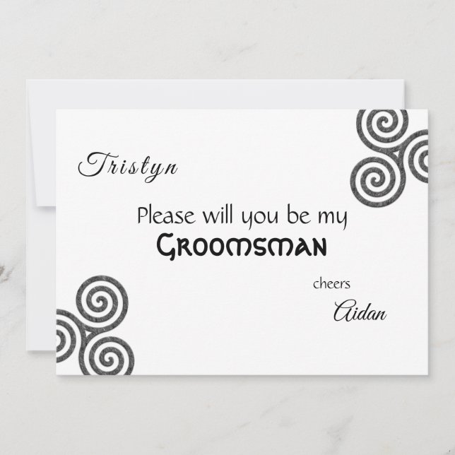 Keltische Symbole und Blattwerk auf Weiß Einladung (Vorderseite)