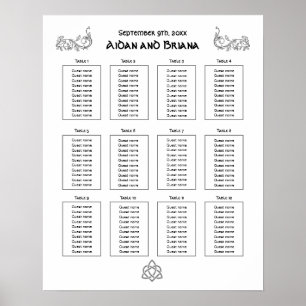 Keltische Symbole und Blattwerk für 12 Tabellen Poster