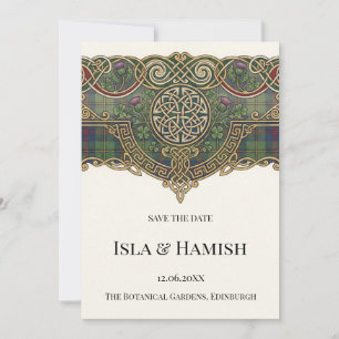 Keltische Tartan Save-the-Date-Karte Save The Date