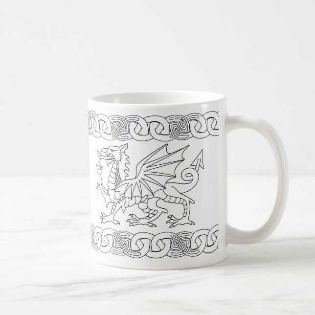 Keltische Tasse Walisers mit Drachen und keltische (Rechts)