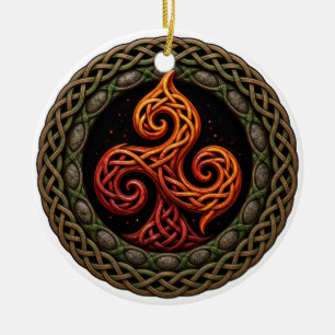 Keltische Triskele-Flamme Samhain Halloween Keramik Ornament