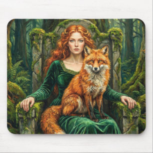 Keltische Waldkönigin Rotfuchs Hexe Fantasy-Kunst Mousepad