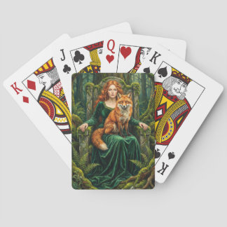 Keltische Waldkönigin Rotfuchs Hexe Fantasy-Kunst  Spielkarten