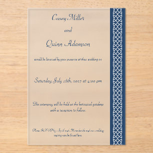 Keltische Web-Herzen in Navy-Acrylbogen-Hochzeit Acryleinladungen