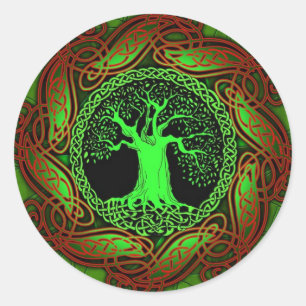 Keltischer Baum (beleuchtete Fassung) Runder Aufkleber