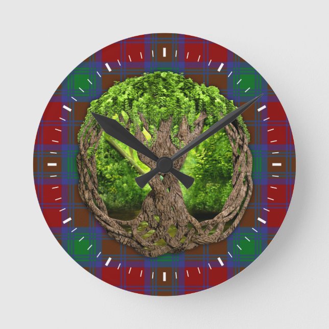 Keltischer Baum des Lebens und des Runde Wanduhr (Vorderseite)