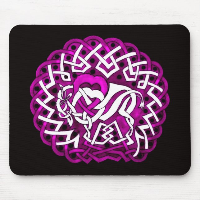 Keltischer Büffel/Bison, rosa Mousepad (Vorne)