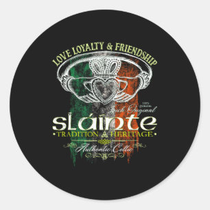 Keltischer Claddagh Slainte Nge Irisch Flagge St. Runder Aufkleber