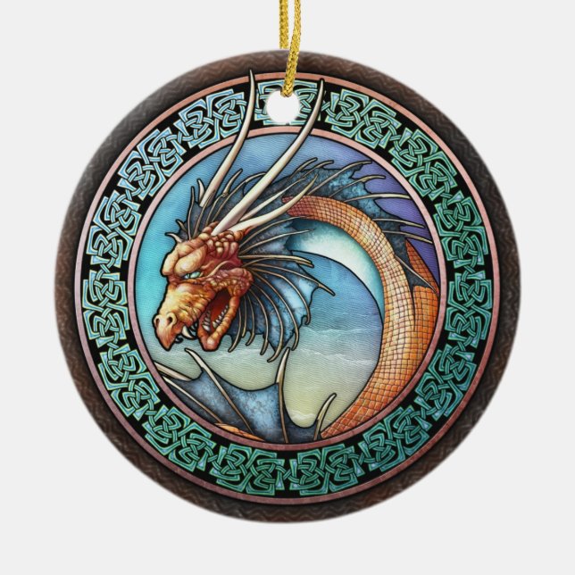 Keltischer Drache-Anhänger/Verzierung Keramik Ornament (Vorne)
