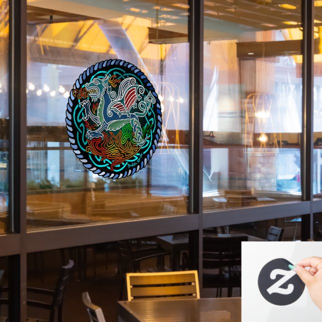 Keltischer Drache Fensteraufkleber (Restaurantfenster)