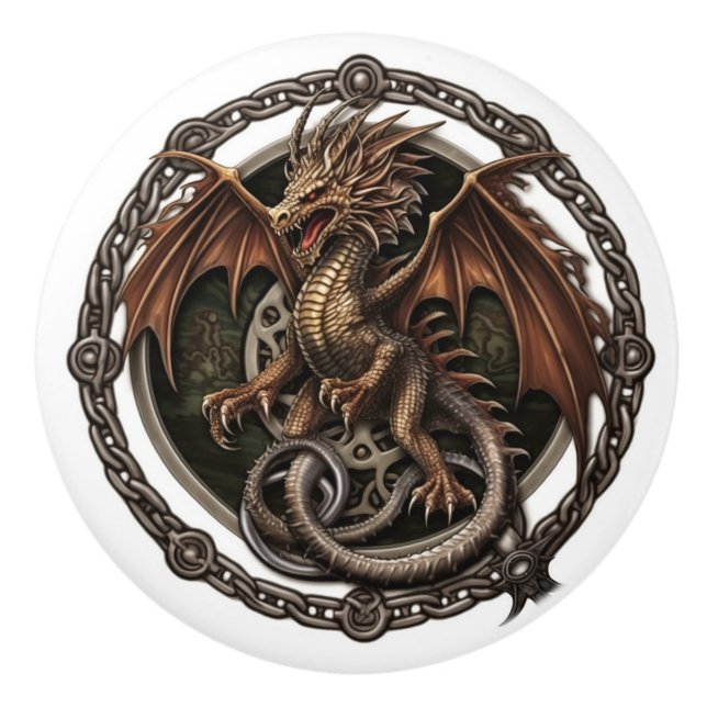 Keltischer Drache Keramikknauf (Vorderseite)