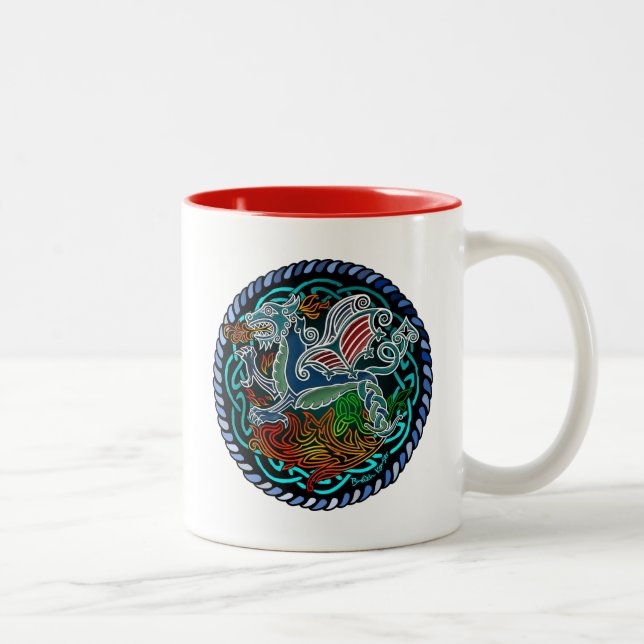 Keltischer Drache Zweifarbige Tasse (Rechts)