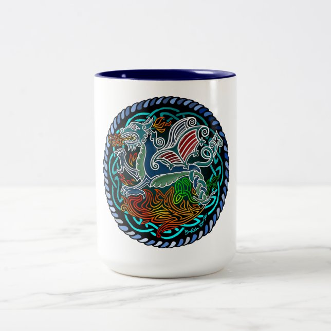 Keltischer Drache Zweifarbige Tasse (Mittel)