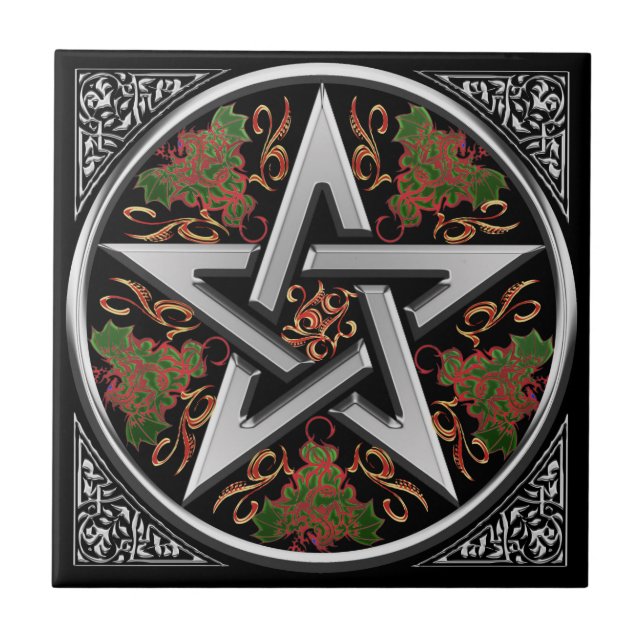 Keltischer DrachePentagram Fliese (Vorderseite)