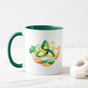 Keltischer Dreifachknoten Harfe Shamrock St. Patri Tasse