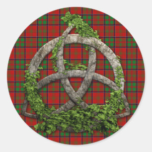 Keltischer Dreiheits-Knoten und Clan MacDonald von Runder Aufkleber