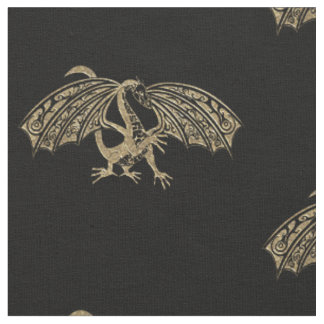Keltischer goldener Drache Goth-Stoff Stoff