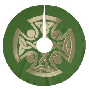 Keltischer goldener Knoten Polyester Weihnachtsbaumdecke