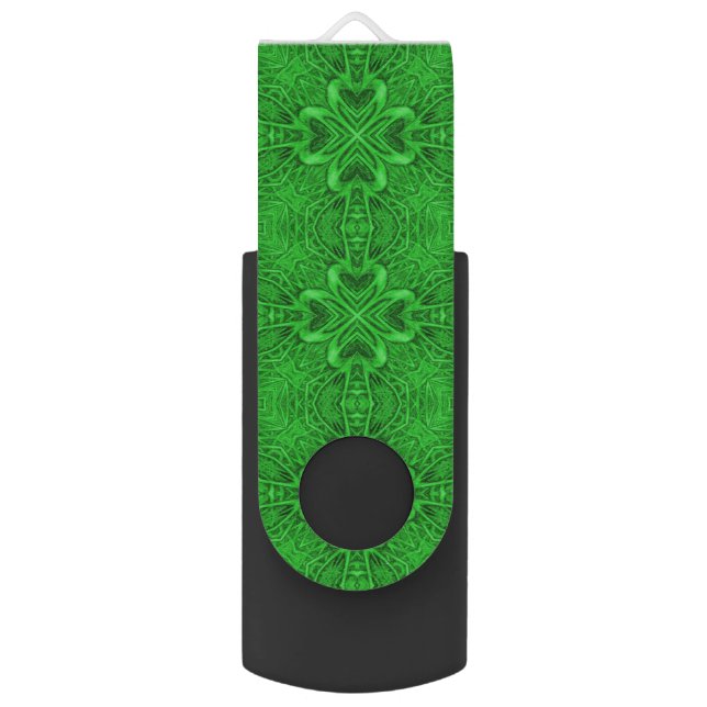 Keltischer Klee-Vintages grünes USB Stick (Vorderseite Vertikal)
