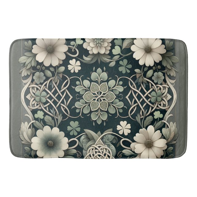 Keltischer Kleeblatt-Blumen-Charm Badematte (Vorderseite)