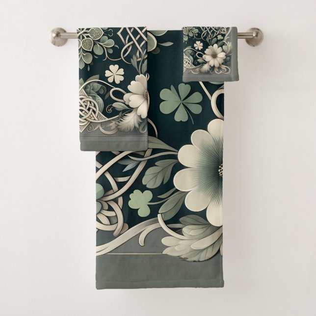 Keltischer Kleeblatt-Blumen-Charm Badhandtuch Set (Insitu)