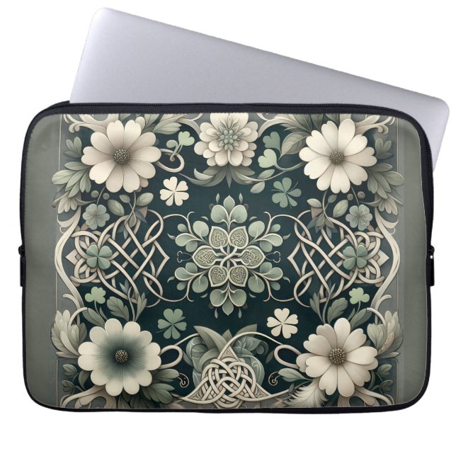 Keltischer Kleeblatt-Blumen-Charm Laptopschutzhülle (Vorderseite)
