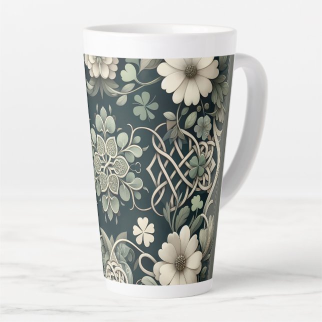 Keltischer Kleeblatt-Blumen-Charm Milchtasse (Rechte Ecke)