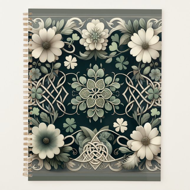 Keltischer Kleeblatt-Blumen-Charm Planer (Vorderseite)