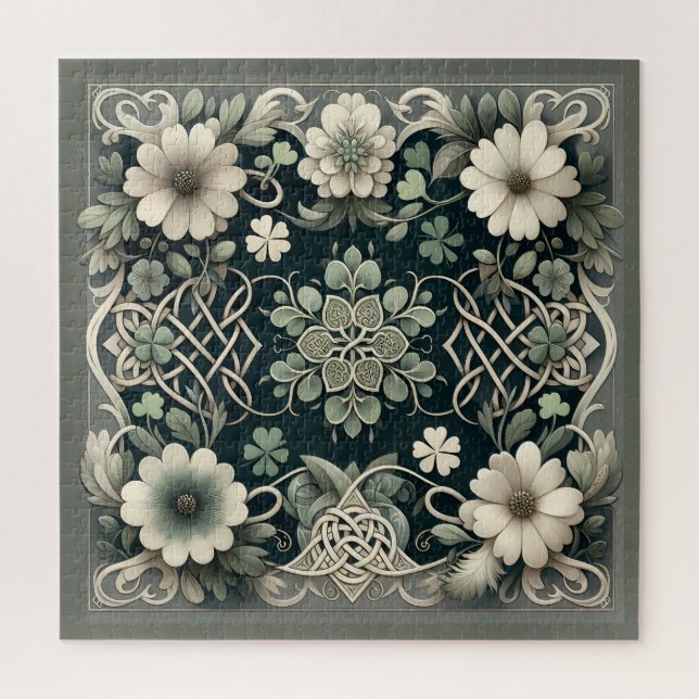 Keltischer Kleeblatt-Blumen-Charm Puzzle (Vertikal)