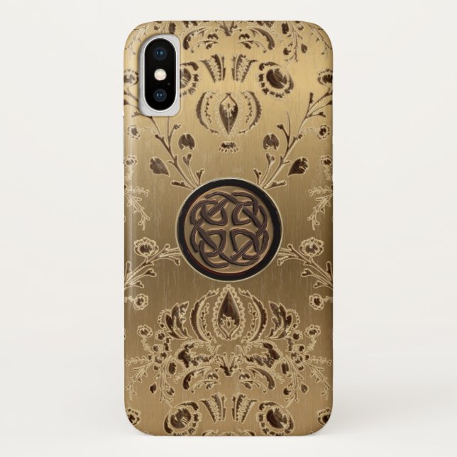 Keltischer Knoten auf Golddamast iPhone X Fall Case-Mate iPhone Hülle (Rückseite)