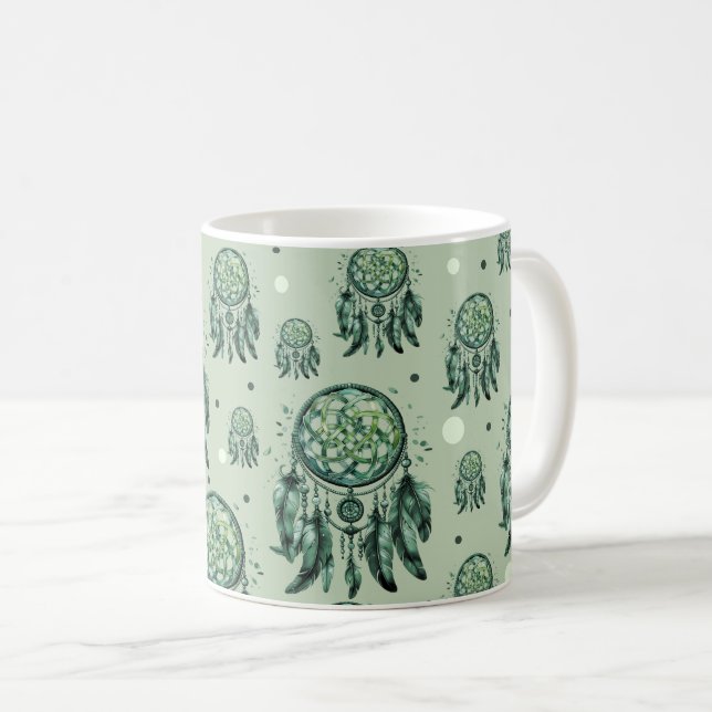 Keltischer Knoten grüner Traumfänger Kaffeetasse (VorderseiteRechts)