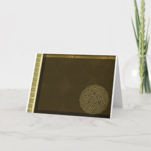 Keltischer Knoten in dunkelbraun mit goldenem Akze Karte