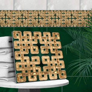 Keltischer Knoten - Malachit und Gold Fliese