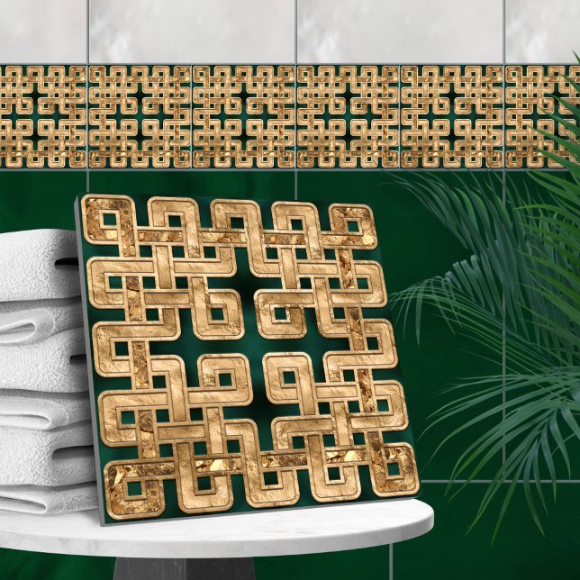 Keltischer Knoten - Malachit und Gold Fliese (Von Creator hochgeladen)