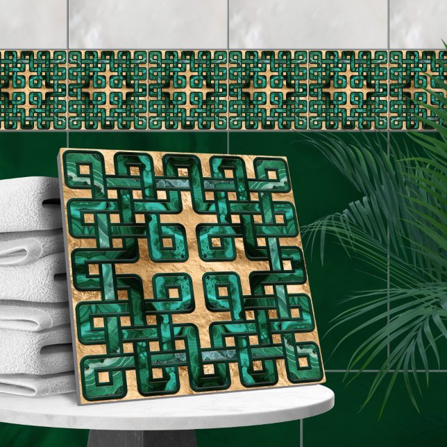 Keltischer Knoten - Malachit und Gold Fliese (Von Creator hochgeladen)