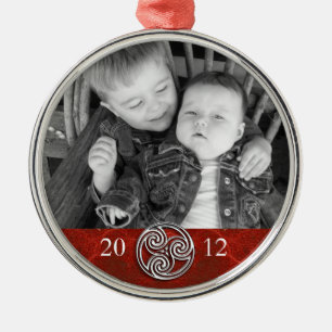 Keltischer Knoten Triskelion rotes WeihnachtsFoto Ornament Aus Metall