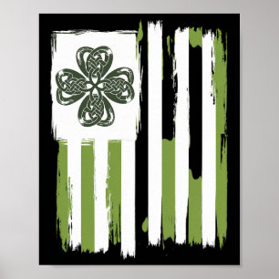 Keltischer Knoten Vierblattklee Streifen Design St Poster