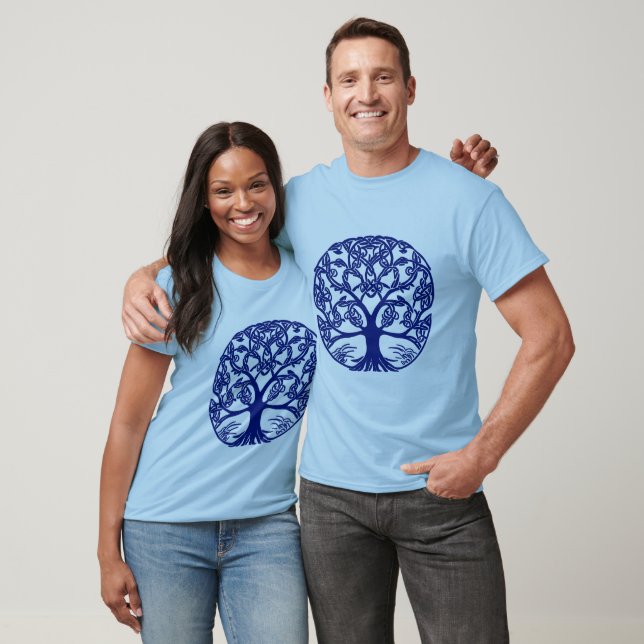 Keltischer Knotenbaum im Indigoblau T-Shirt (Unisex)