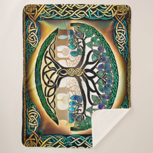 Keltischer Knotenbaum Sonnenuntergang Sherpa Blank Sherpadecke
