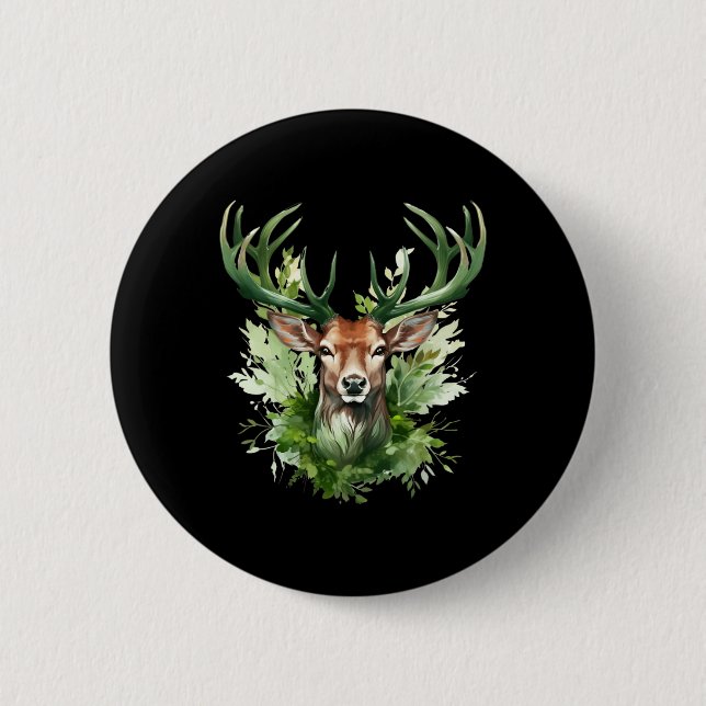 Keltischer Knotenhirsch Irischer Elch Grün St. Pat Button (Vorderseite)