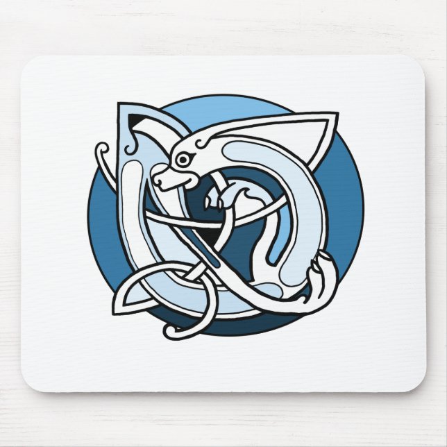 Keltischer Knüpfarbeit-Entwurf - blauer Hund Mousepad (Vorne)