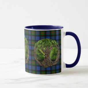 Keltischer Lebensbaum und Clan Gunn Tartan Tasse