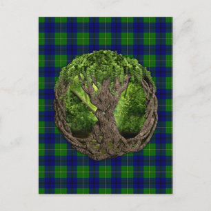 Keltischer Lebensbaum und Clan Johnston Tartan Postkarte