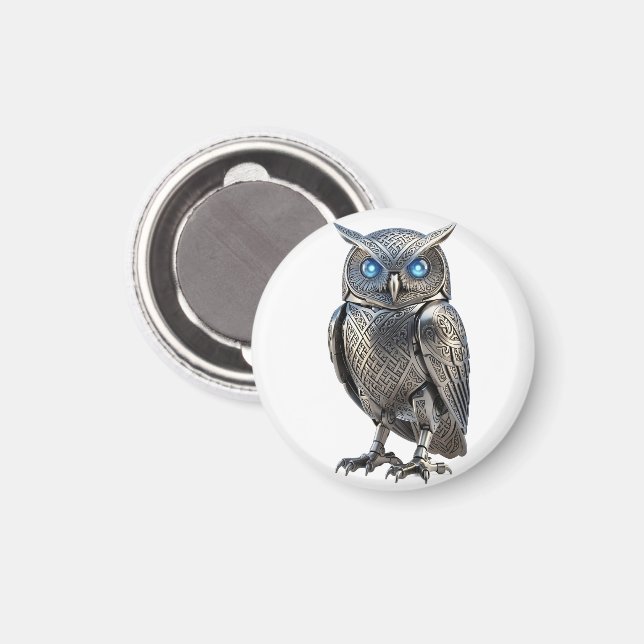 Keltischer mechanischer silberner Steampunk-Vogel Magnet (Vorderseite/Rückseite)