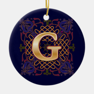 Keltischer Monogramm-Buchstabe G Keramik Ornament