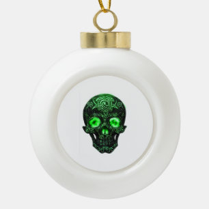 Keltischer Runen-Totenkopf Keramik Kugel-Ornament