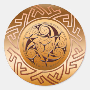 Keltischer Schlüssel und Spiral Runder Aufkleber
